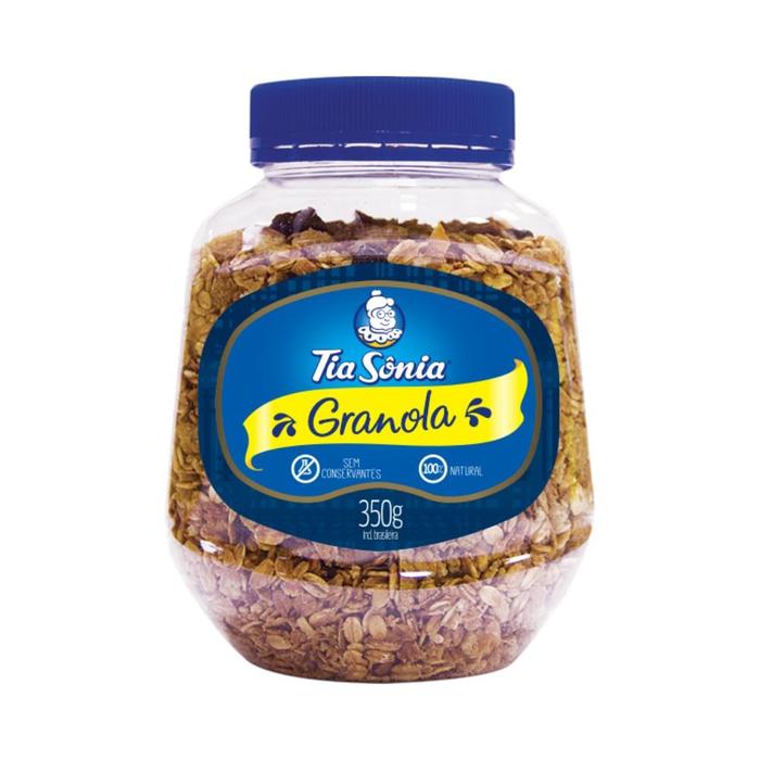 potes de 350g de granola tradicional tia sônia