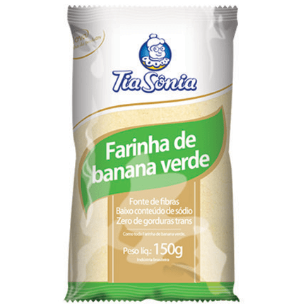 embalagem com 150g de farinha de banana verde