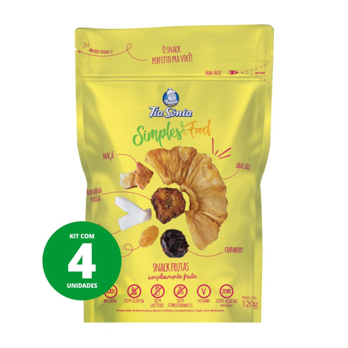 kit com 4 unidades de snack de frutas 120g cada